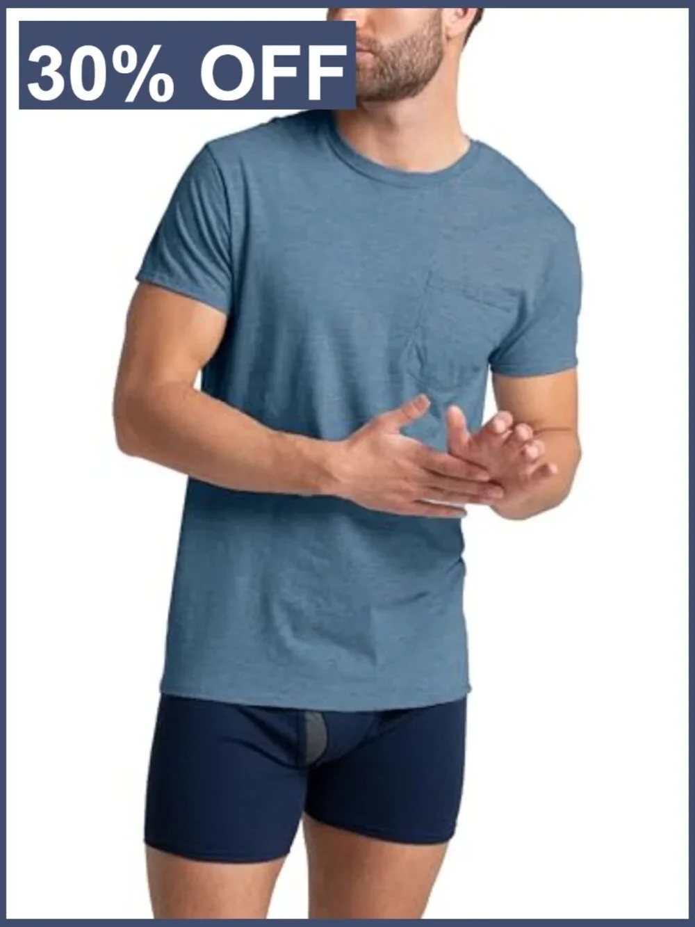 Men's Cotton Pocket Tee 3-Pack Moisture Wicking Crew Neck Short Sleeve